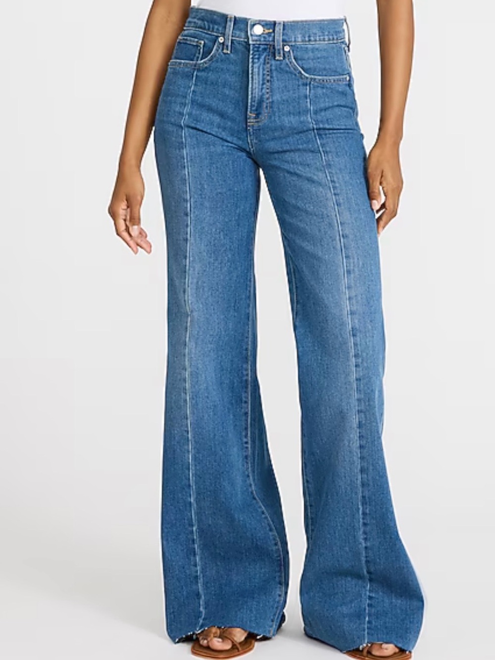 Express Women's High Waisted Medium Wash Flare Jeans Size- Small Length-Regular